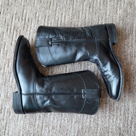 Western Heeled Cowgirl Boots Pull On Black Size 6.5 A Narrow - Picture 5 of 14